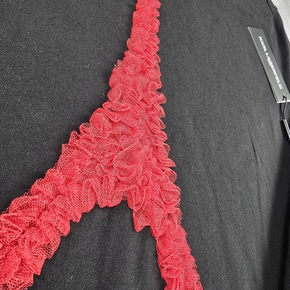 Karl Lagerfeld Paris Sweatshirt Women XL Black Eiffel Tower Paris Ruffle Graphic - Picture 5 of 13